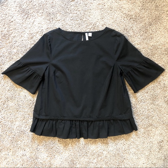 Elle Black Ruffle Top | Size S - Picture 4 of 6